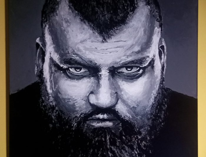 Eddie Hall-Painted with weight disc, weight clamps, barbell